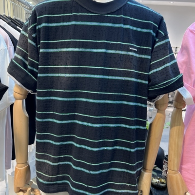 夏季色织条纹学院风亲肤透气T恤