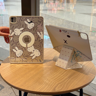 ipad保护壳磁吸增高支架苹果air7保护套720°旋转iPad11轻薄双面夹新款iPadPro平板壳拆分mini76带笔槽外壳13