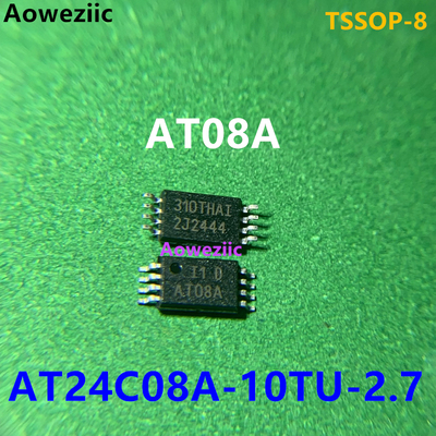 10个 AT24C08A-10TU-2.7 TSSOP-8 丝印AT08A 2线串行EEPROM储存器