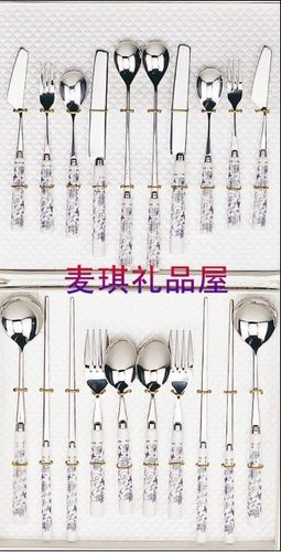 韩国厨美餐具进口TOPMATE结婚礼物礼品骨瓷西餐具16P礼盒蝴蝶灰