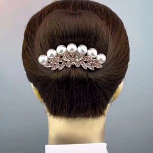 盘发头饰五爪发梳合金仿珍珠镶钻插梳百搭防滑发卡发簪头花发夹子