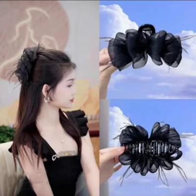 2025新款蓬松云朵泡泡抓夹气网红Z180气质黑色时尚双面法式发夹女