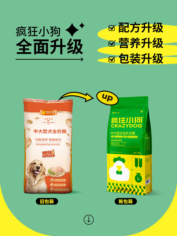 疯狂小狗狗粮鸡肉燕麦20斤40斤金毛幼犬成犬哈士奇中大型犬通用怎么看?