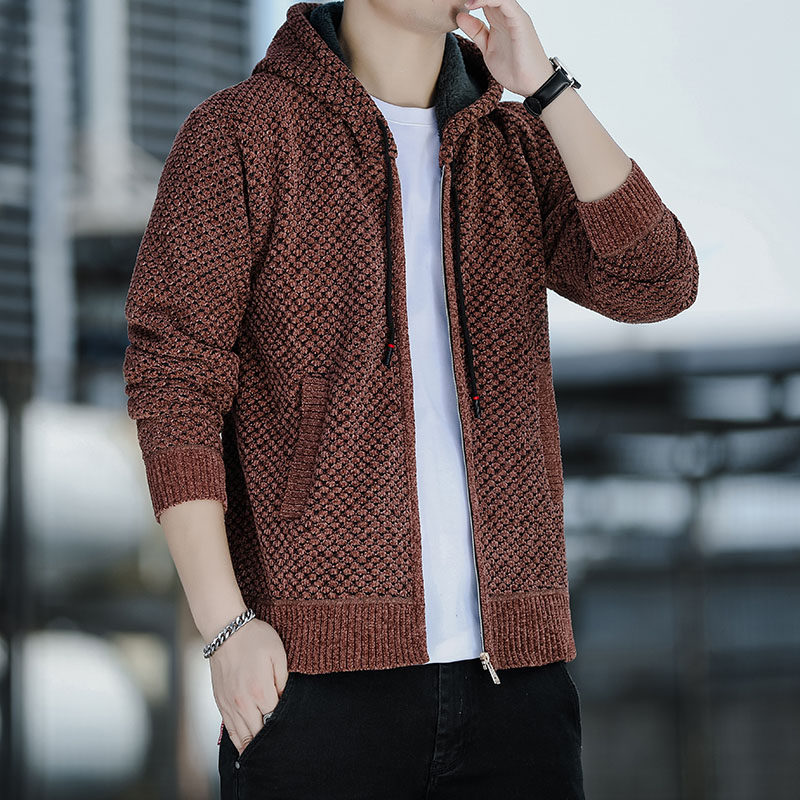 男士连帽春秋季2026新款针织开衫上衣休闲中青年外套潮流6676-P70，女装短外套，星座1706