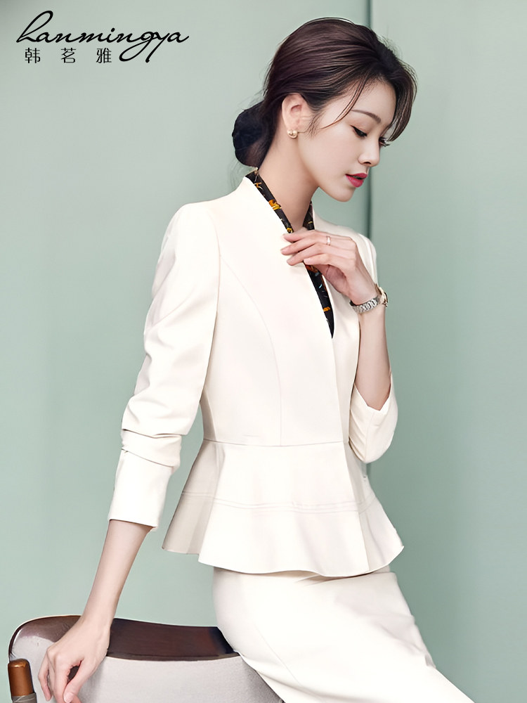 HAN MINGYA FASHION PROFESSIONAL WOMENS SKIRT SUIT TEMPERAMENT GODDESS FAN CHUNQIU NEW BEAUTY SALON FRONT DESK WORK WEAR UNIFORM