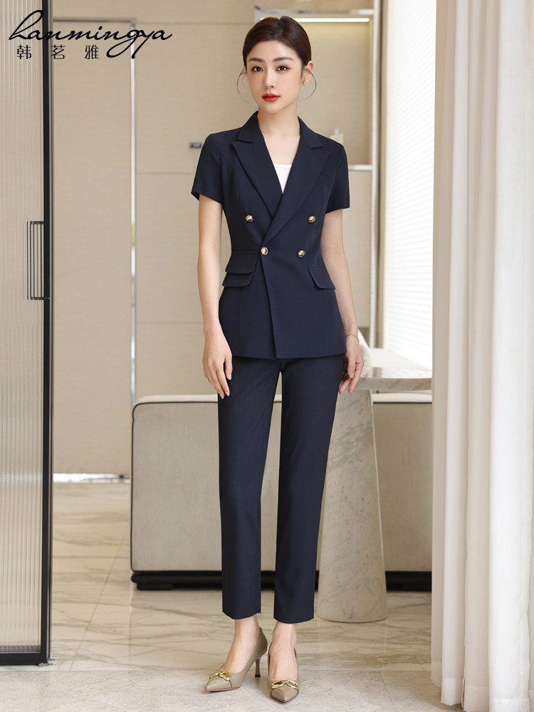 HAN MINGYAS WORK CLOTHES PROFESSIONAL TEMPERAMENT WOMENS SUMMER SHORT-SLEEVED  S DEPARTMENT HOTEL FRONT DESK WORK WEAR HIGH-END SUIT SKIRT