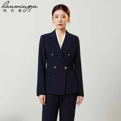 韩茗雅职业西装套装女2025春秋小个子西服外套大学生教资面试正装