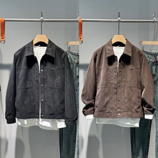 百搭外套 翻领PU夹克外套潮流百搭休闲痞帅柔软时尚 春秋冬新款 男士