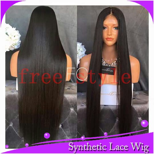 silky straight synthetic front lace wig顺直蕾丝整顶假发头套