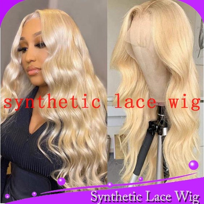 混金色中分大卷前蕾丝整顶假发synthetic lace front wig