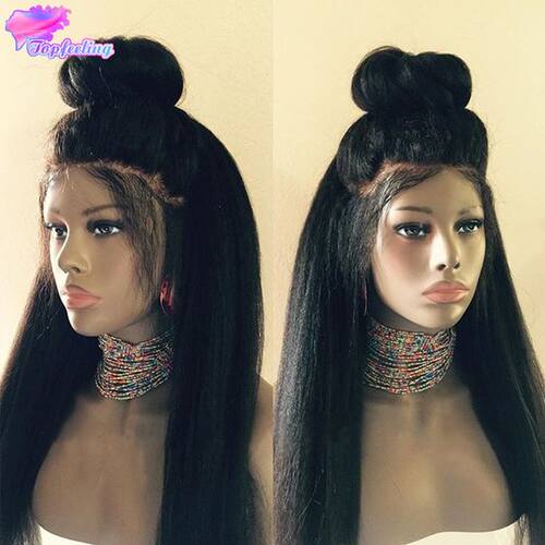 yaki straight synthetic lace front wig蓬松化纤蕾丝假发头套