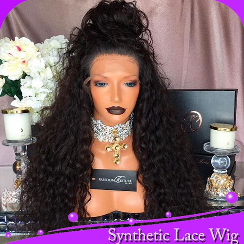 小卷自由分高温丝180%蓬松版synthetic front lace wig化纤头套