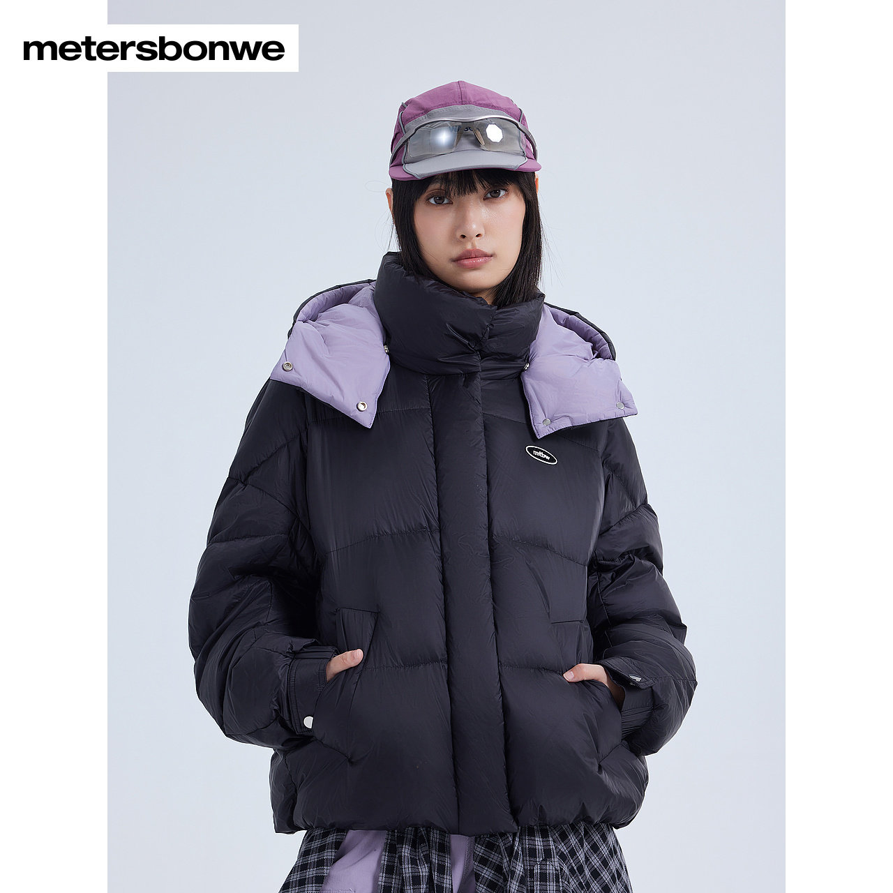 美特斯邦威羽绒服女士2024冬季新款学院拼色时尚气质潮流保暖衣女