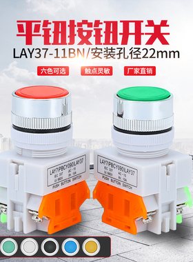 LAY37  LAY7-11BN（Y090）平钮 自复位/自锁机箱按钮开关22MM
