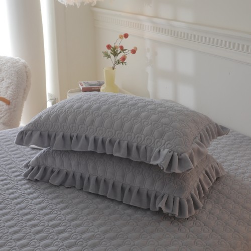 公主风夹棉牛奶绒枕套一对装