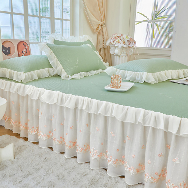 公主风冰丝豆豆凉席床裙款2025新款夏天空调软席床罩三件套可机洗,床上用品,冰丝席,淘宝优惠券,粉丝福利购,淘宝优惠卷