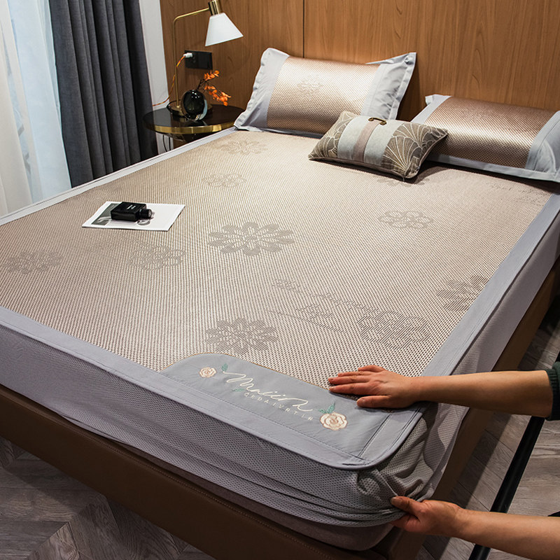 夏季冰丝凉席床笠款三件套空调房藤席软席子防滑床罩1.5米1.8m床,床上用品,冰丝席,淘宝优惠券,粉丝福利购,淘宝优惠卷