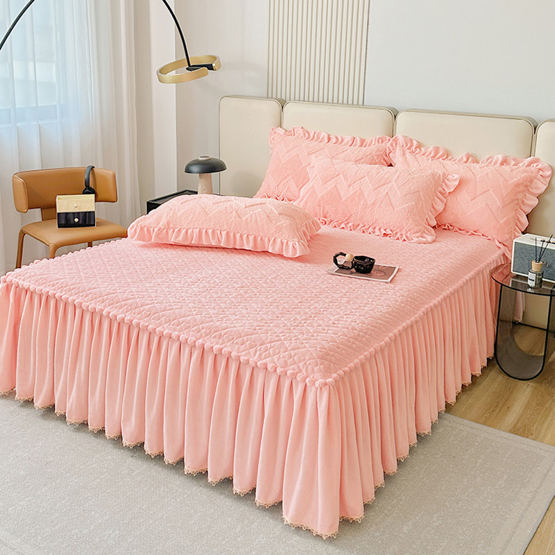 冬季牛奶绒床裙单件高级感夹棉加厚法兰绒床罩款床单带裙边床围裙,床上用品,床裙,淘宝优惠券,粉丝福利购,淘宝优惠卷