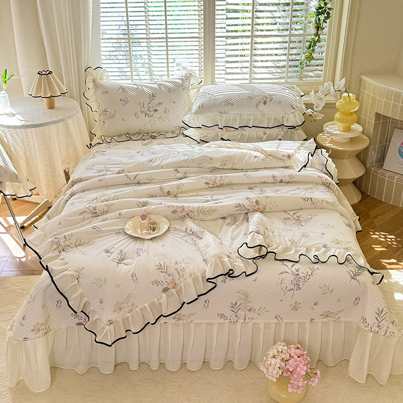 冰丝豆豆凉席夏凉被四件套床盖款蕾丝边可水机洗夏天冰丝席三件套,床上用品,冰丝席,淘宝优惠券,粉丝福利购,淘宝优惠卷