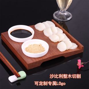 韩式冷吃年糕盘子木托盘咖啡盘复古蘸酱寿司小吃糯米年糕盘韩餐