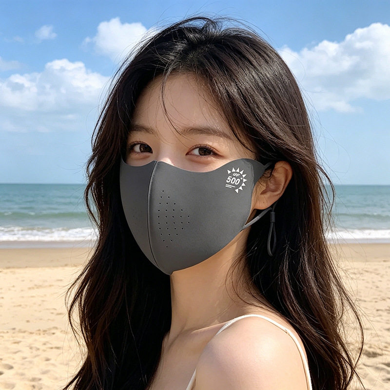 夏季冰丝防晒口罩加大加宽大脸专用防紫外线透气不勒耳遮阳薄面罩