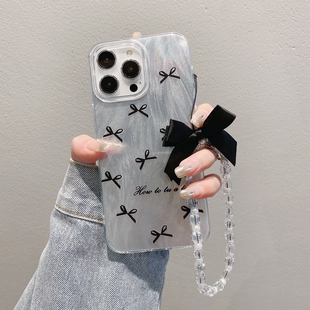 14pro夏日少女心xsmax个性 新款 13手机壳唯美满屏蝴蝶结苹果15 创意保护套 IMD羽纱适用iPhone11