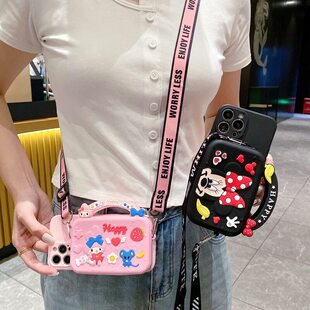 适用三星A06 A16 A57 A17手机壳Xcover7手提硅胶零钱包S25 S24 S23 S22卡通玉桂狗NOTE20 M56网红斜挎绳套