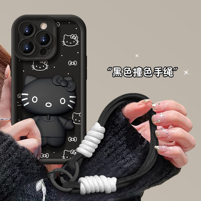 网红凯蒂猫适用OPPO A2PRO A97 A11X手机壳Reno11 10 9 8pro镜子支架K11 K10软Findx6/x5小众创意女款