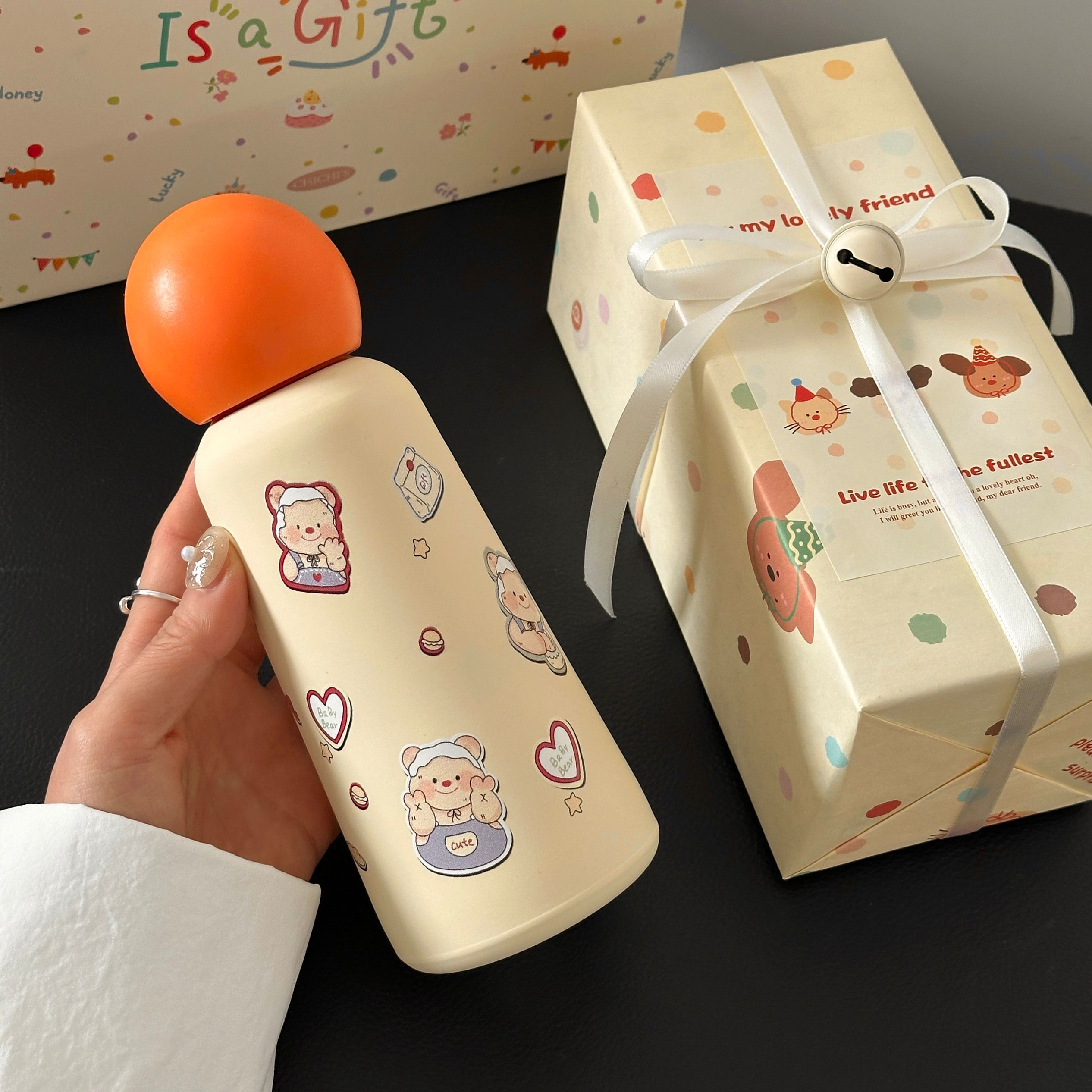 礼物包装生日礼物卡通小熊圆球保温杯316不锈钢水杯便携伴手礼盒