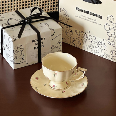 奶油碎花陶瓷咖啡杯子礼物