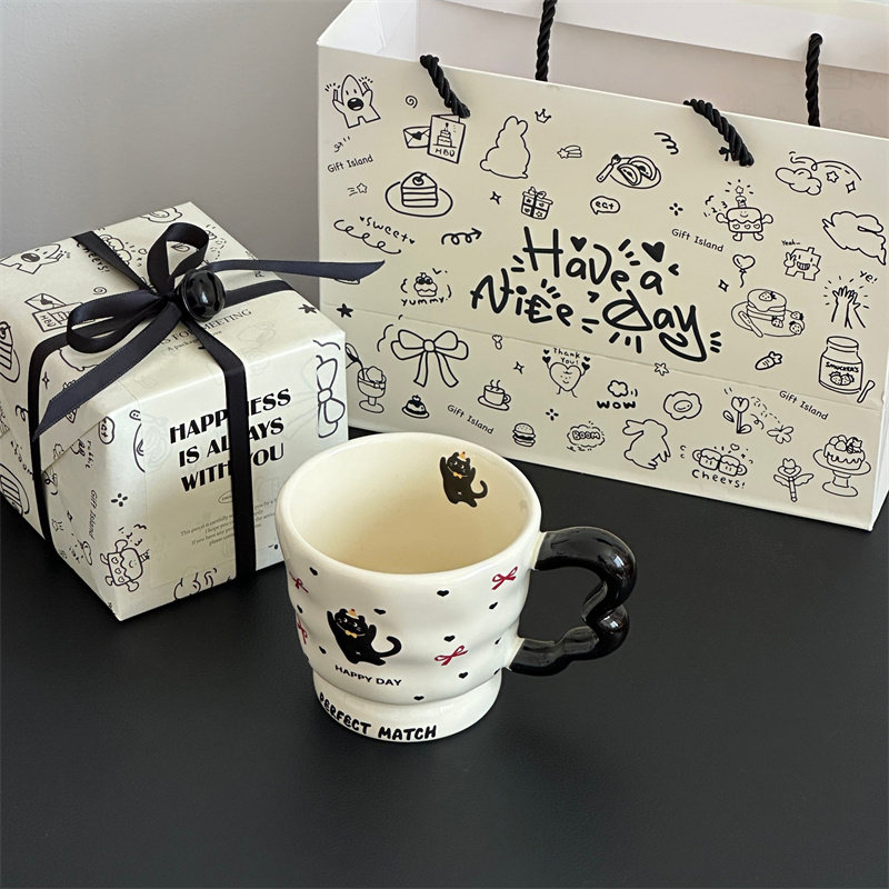 生日礼物送同学老师韩系卡通可爱翅膀卡通陶瓷咖啡水杯子伴手礼物