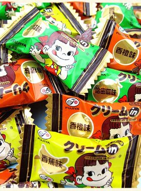 不二家香蕉味巧克力夹心散装糖果