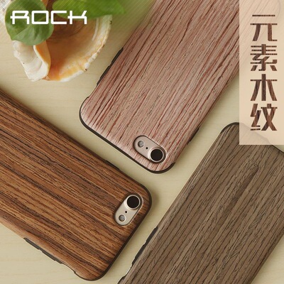 Rock iphone7手机壳苹果8plus防摔XR硅胶6s实木纹xs max创意潮牌iPhonexsmax网红创意7p全包防摔木头木质