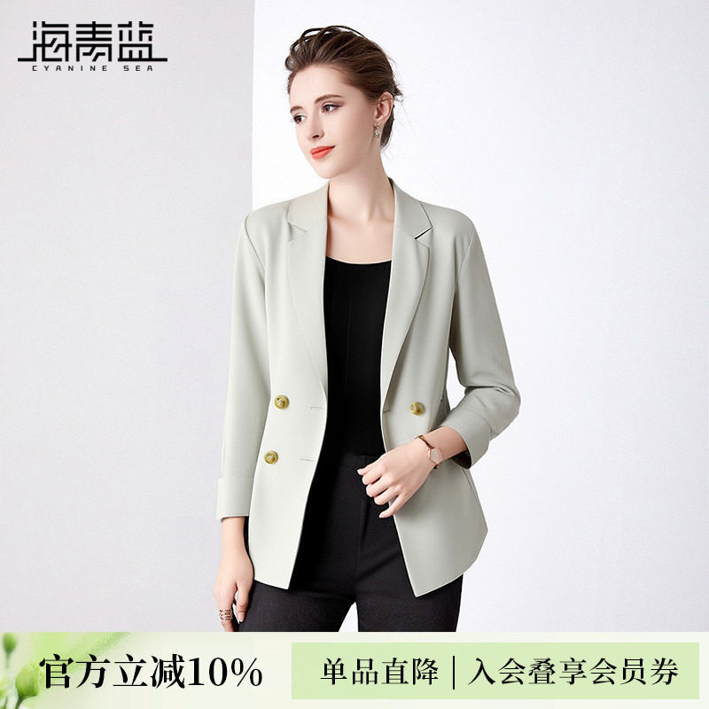 海青蓝 西装外套女小个子2026年新款高级时尚洋气上衣女士短外套