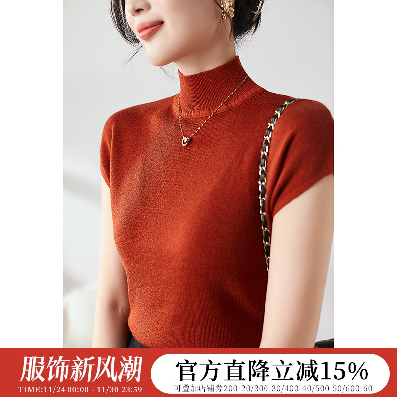 海青蓝百搭款纯色套头毛针织衫