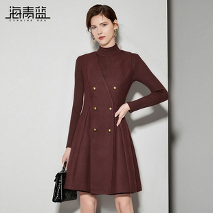 海青蓝 无袖连衣裙套装女2025新款冬装针织内搭上衣高级女装裙子