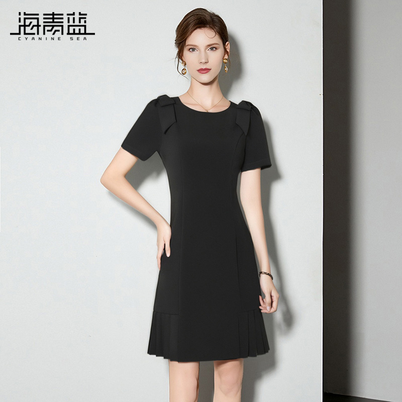 海青蓝中长款海边高级裙子