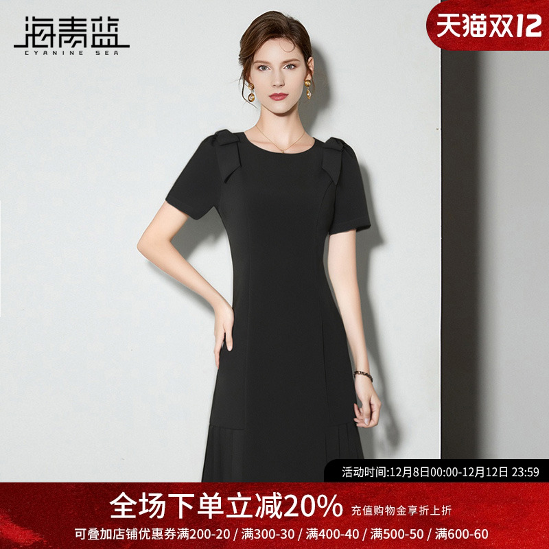 海青蓝中长款海边高级裙子