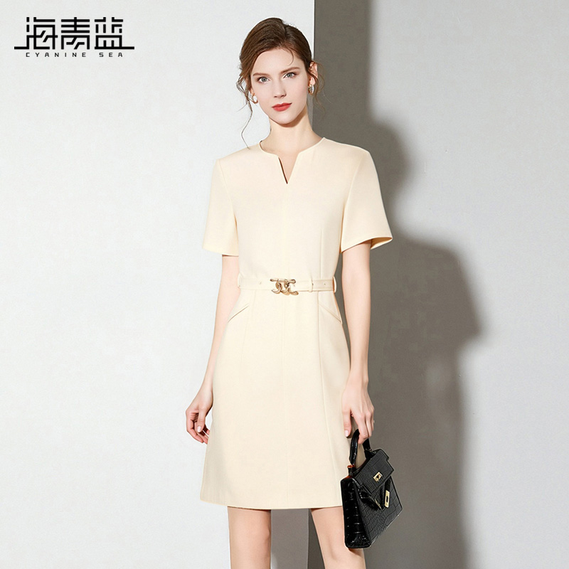 海青蓝海边出游高级裙子