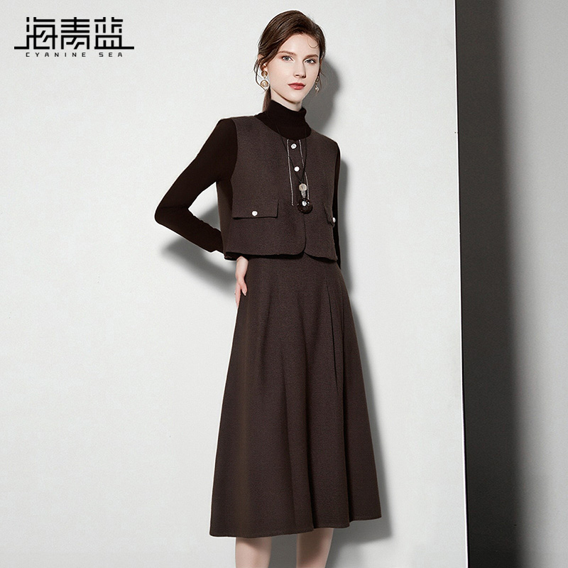 海青蓝两件套秋冬套装