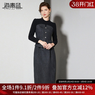 海青蓝 连衣裙2026年新款高端设计感时尚气质轻奢小众不撞款裙子