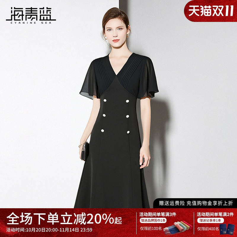 海青蓝气质女装连衣裙