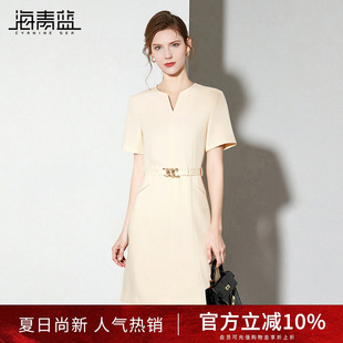 海边出游高级裙子 海青蓝 连衣裙女2025新款 夏女装 纯色气质时尚
