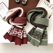 2025新款 含羊毛针织提花点点围巾女秋冬显白百搭加厚保暖防寒围脖