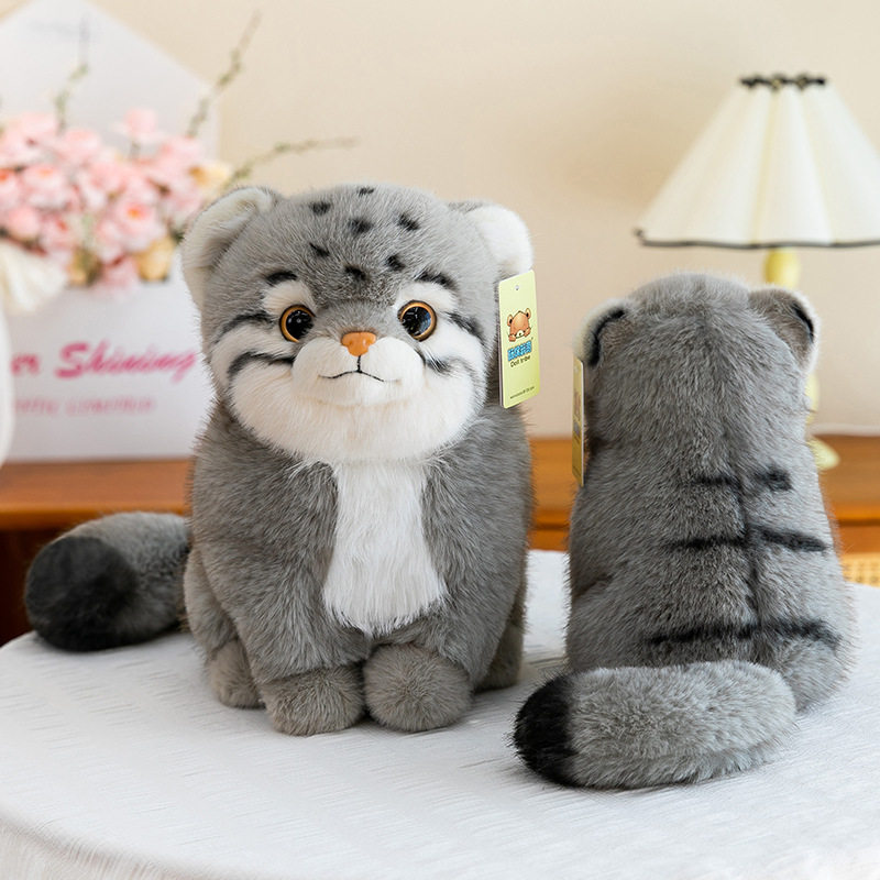 仿真兔狲玩偶大猫咪公仔猞猁毛绒玩具可爱草原三傻文创纪念品礼物