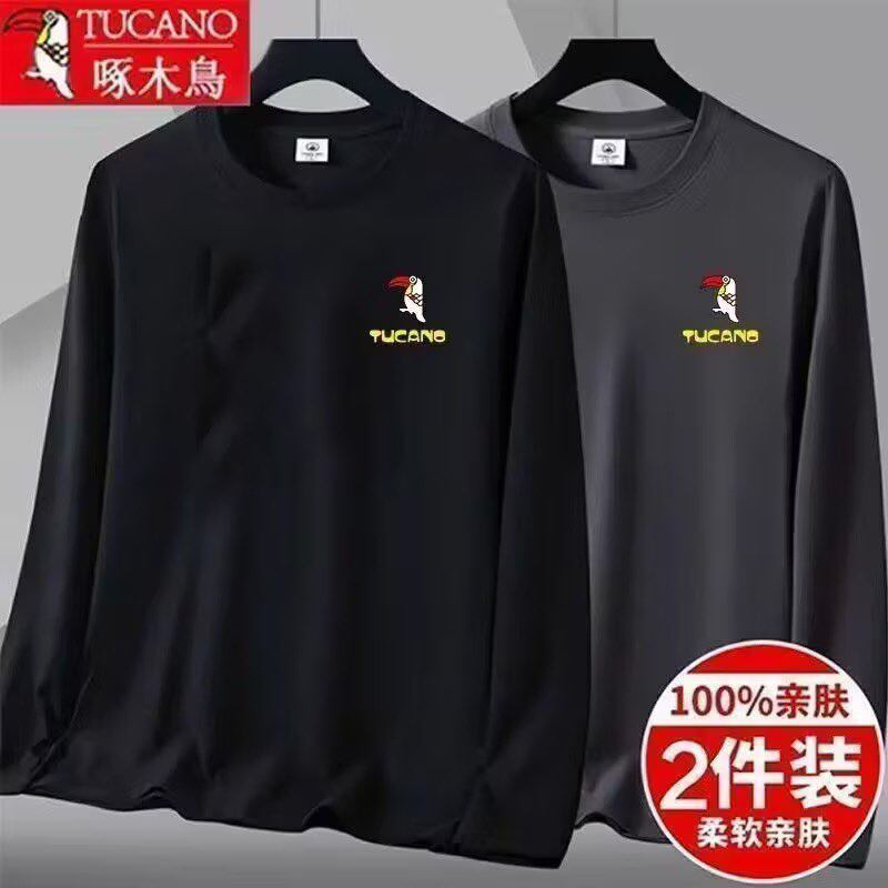啄木鸟男士秋冬圆领长袖宽松T恤