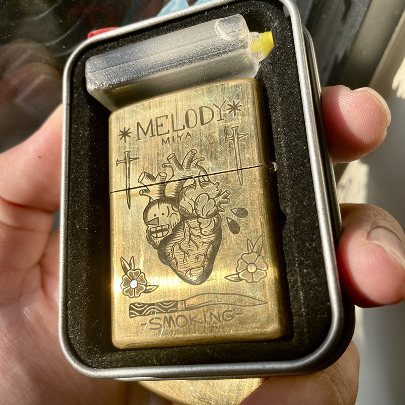 Melody弥桠原创设计镭射肯恩金色黄铜卡通防风煤油打火机包邮 ZIPPO/瑞士军刀/眼镜 煤油打火机 原图主图