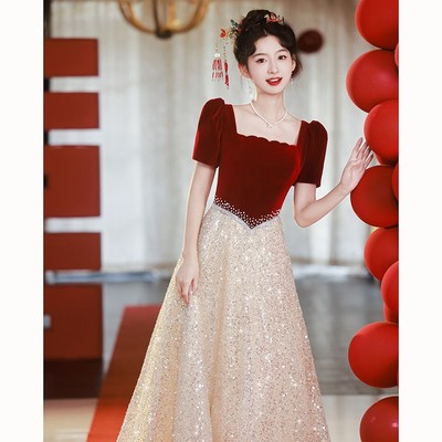 高端礼服2025高级服婚礼当天订婚便装大气亮片结婚感新娘新款敬酒