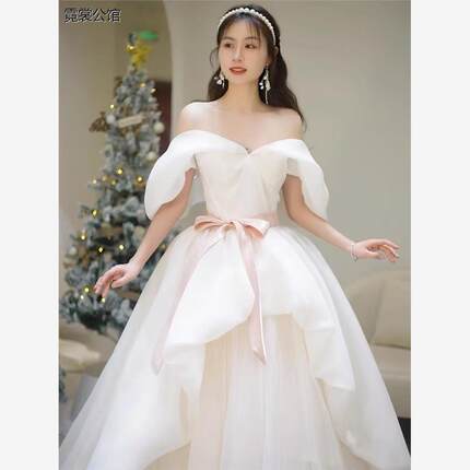 晚礼服裙女2024新款小个子高端轻奢宴会气质高级感轻主婚纱成人礼