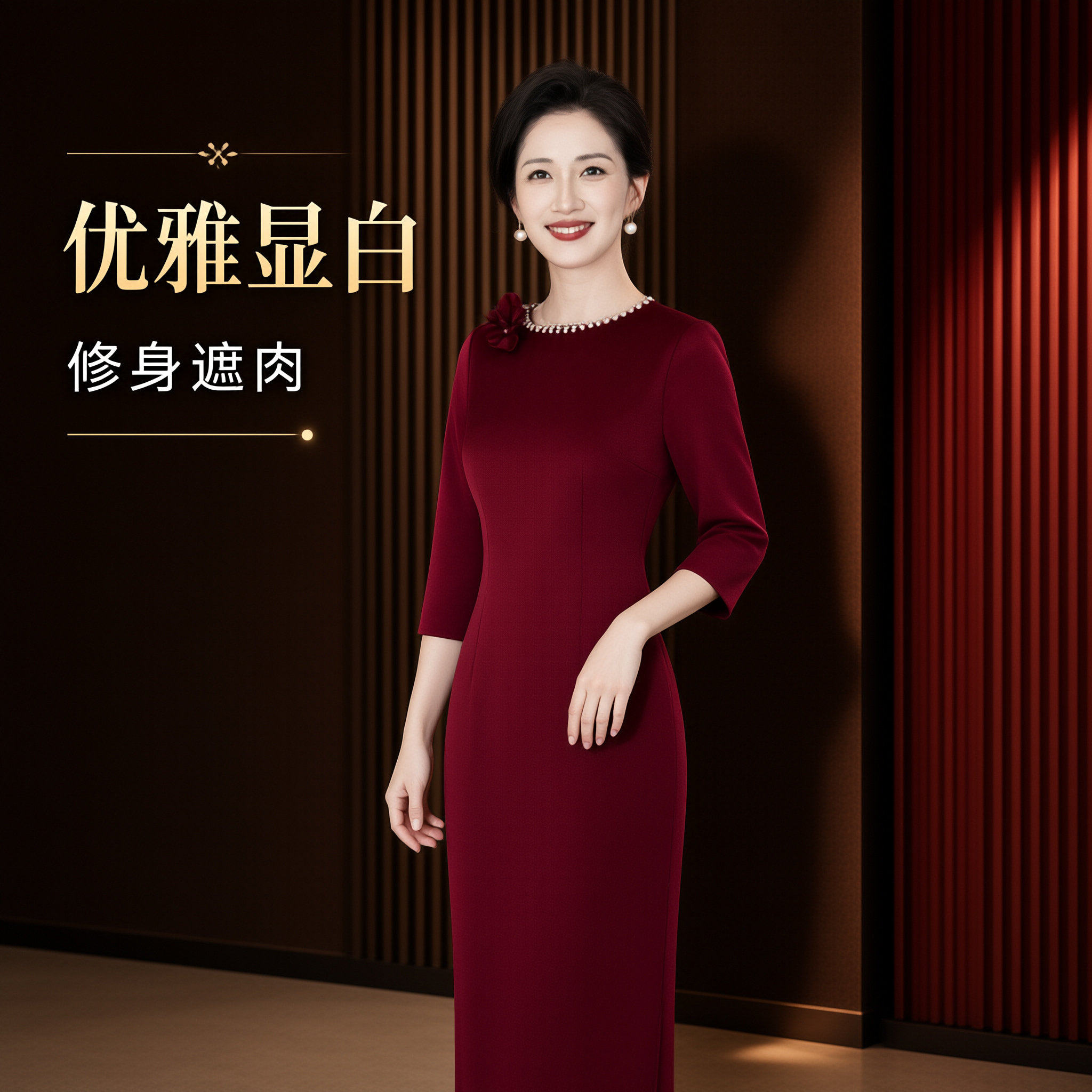 婚宴礼服妈妈装连衣裙2026春秋新款中年旗袍礼服喜婆婆时尚裙子女
